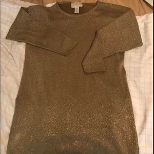 Express brand tan/ gold shimmer long sleeve tee xs